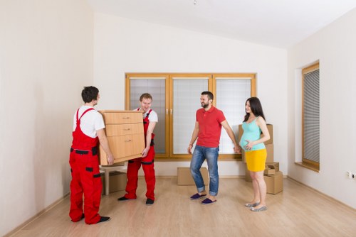 Removal team planning a move in Hammersmith near residential flats