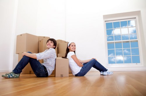 Packing boxes and household items prepared for a move in Hammersmith