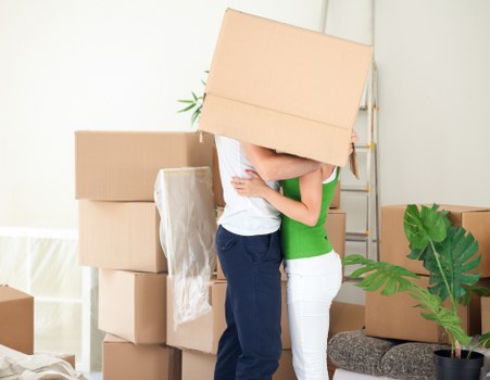 Packed student belongings ready for collection in Hammersmith