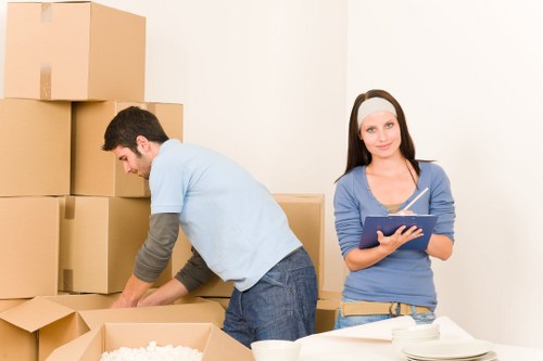 Office removal setup in Hammersmith with labelled equipment and organised moving process