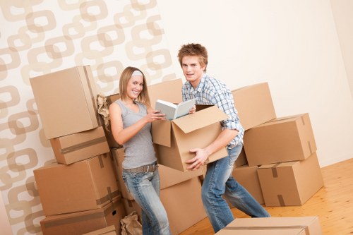 Organised moving boxes prepared for a Hammersmith relocation